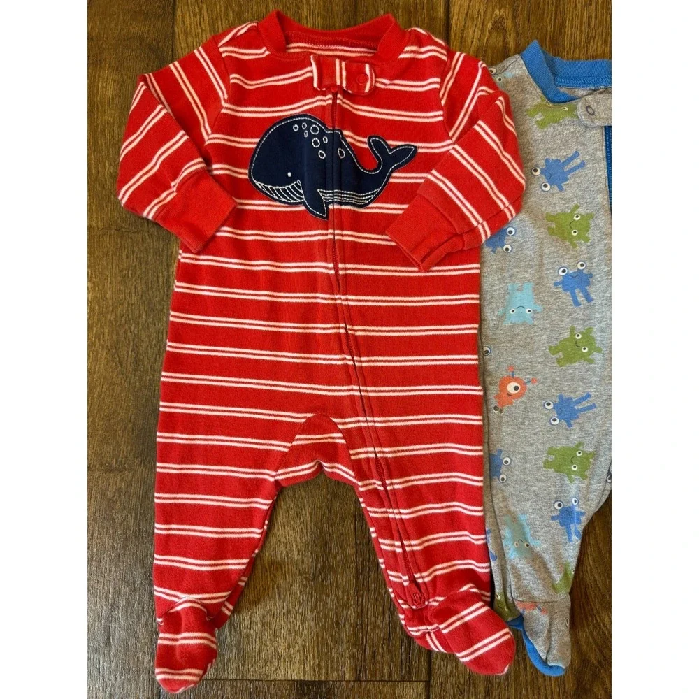 Baby Boy 0/3 Months Footed Sleepers Outfits‎ Zipper Pajamas Clothes Lot Monsters